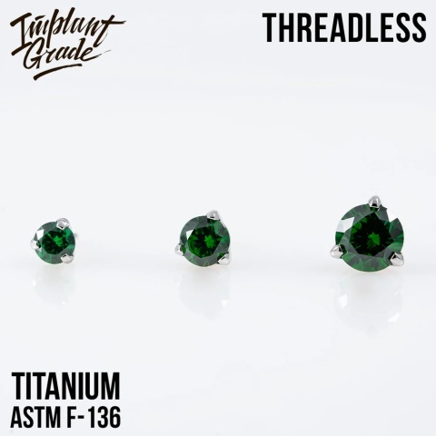 SKU: 1017-2,5 Threadless three prong set Emerald top