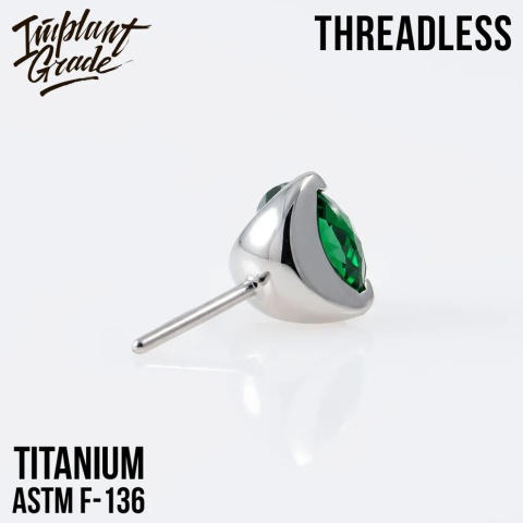 SKU: 1017-2,5 Threadless three prong set Emerald top