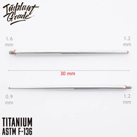 SKU: 104-1.2 Pin do prętów (16G) 0.9 mm / 1.2 mm z gwintem wewnętrznym Threaded Pin Taper