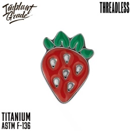 SKU: 1572-g Srebrna ozdoba, końcówka do labretu Push In Threadless Strawberry Top