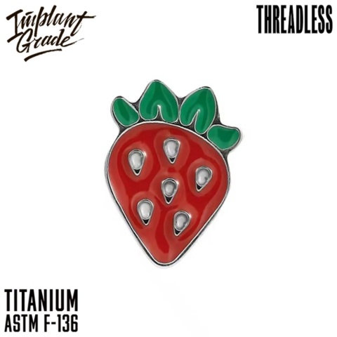 SKU: 1572-g Srebrna ozdoba, końcówka do labretu Push In Threadless Strawberry Top