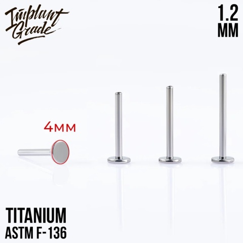 SKU: 060-7 Labret post 1.2 (16 G)/ 7mm base 4 mm GW