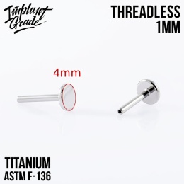 SKU: 237-7 Podstawa do labretu (18G) 1/6mm Push In Threadless Silver Labret Post