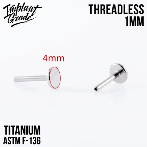 SKU: 237-7 Podstawa do labretu (18G) 1/6mm Push In Threadless Silver Labret Post