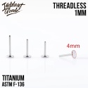 SKU: 237-7 Podstawa do labretu (18G) 1/6mm Push In Threadless Silver Labret Post