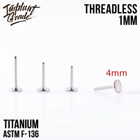 SKU: 237-7 Podstawa do labretu (18G) 1/6mm Push In Threadless Silver Labret Post
