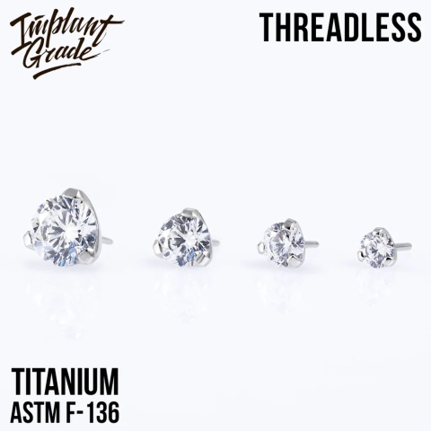 SKU: 244-2,5 Srebrna ozdoba, końcówka do labretu Push In Threadless Three Prong Set Crystal top 2mm