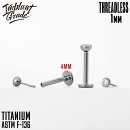 SKU: 350-1-7 Threadless Jewel labret 1 (18 G) 1 mm (18 G) / Kompletny labret bez gwintowy/ 7 mm; kulka 3mm mm