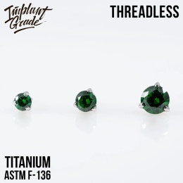 SKU: 1017-3 Threadless three prong set Emerald top