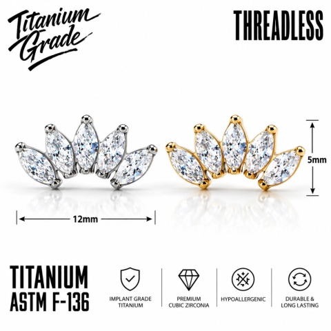 SKU: 829-s Threadless 5 Stones Marquise Cluster