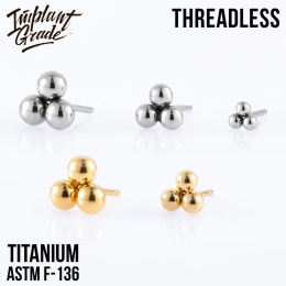 SKU: 445-4-g Złota ozdoba, końcówka do labretu Push In Threadless Trinity Top Gold