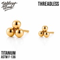 SKU: 445-4-g Złota ozdoba, końcówka do labretu Push In Threadless Trinity Top Gold