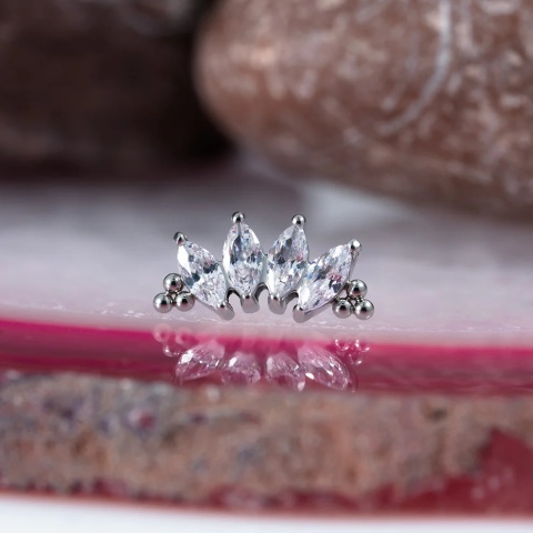 SKU: 941 Threadless 4 Stones Bead Marquise Cluster