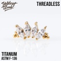 SKU: 941 Threadless 4 Stones Bead Marquise Cluster