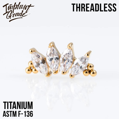 SKU: 941 Threadless 4 Stones Bead Marquise Cluster