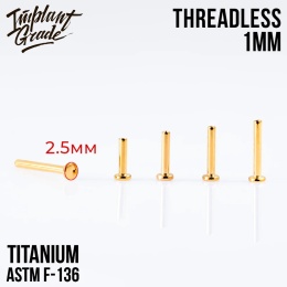 SKU: 1857-8 Podstawa do labretu (18G) 1/8mm Push In Threadless Gold Labret Post
