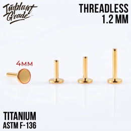 SKU: 946-7 Podstawa do labretu (18G) 1/5mm Push In Threadless Gold Labret Post
