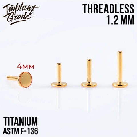 SKU: 946-7 Podstawa do labretu (18G) 1/5mm Push In Threadless Gold Labret Post