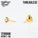 SLKU: 1324-4 Threadless three prong set crystal top PVD Gold