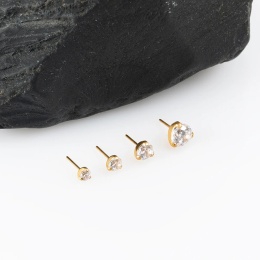 SKU: 1324-2,5 Threadless three prong set crystal top PVD Gold 2,5mm